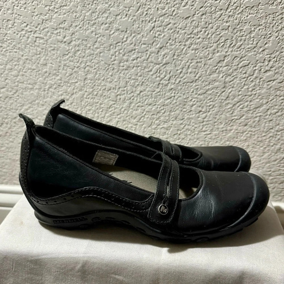 SOLD Merrell Plaza Bandeau Women's Mary Jane Black Leather Comfort Shoes Size 8 - Picture 3 of 7
